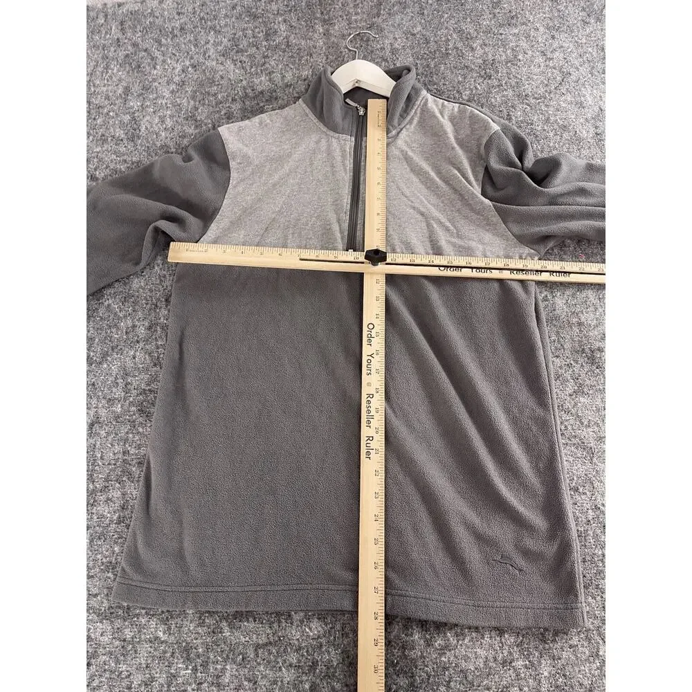 Tommy Bahama Sweater Men Medium Gray Quarter Zip Fleece Pullover Logo Jacket N39